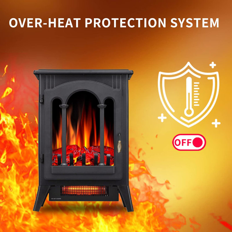 R.W.FLAME 16.5"W 3D Infrared Portable Electric Fireplace Stove,1000W